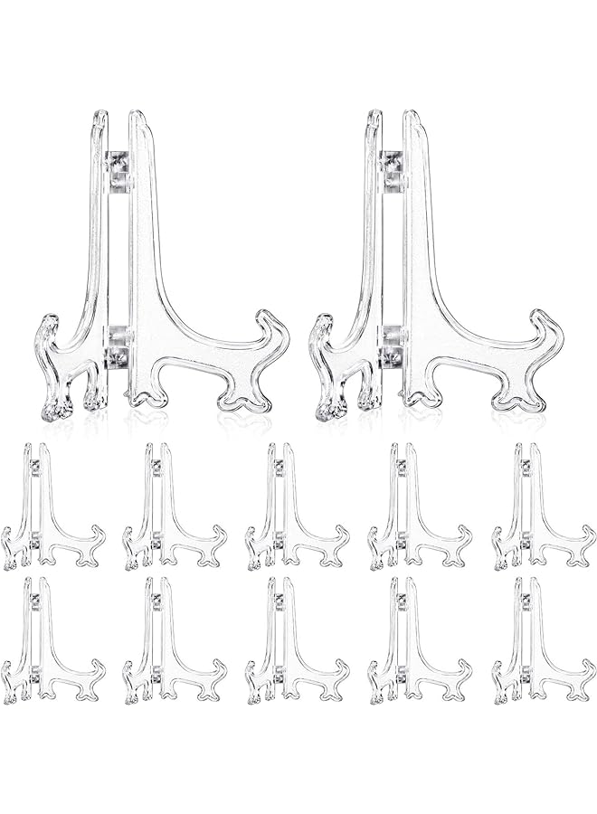 Zaboon حامل صحون 12 عبوة حامل أكريليك لعرض الصحون حوامل بلاستيكية شفافة لعرض الصور الفوتوغرافية والأعمال الفنية والصحون بحجم 4 بوصات - Image 1