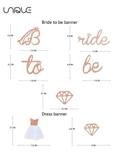 Unique 2Pcs Bachelorette Party Decorations, Rose Gold Engagement Party Favors, Bachelorette Banner “Bride to Be” With 3D Wedding White Dresses, Party Supplies Backdrop (Rose Gold)  - Image 3