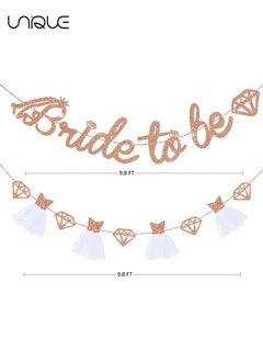 Unique 2Pcs Bachelorette Party Decorations, Rose Gold Engagement Party Favors, Bachelorette Banner “Bride to Be” With 3D Wedding White Dresses, Party Supplies Backdrop (Rose Gold)  - Image 2