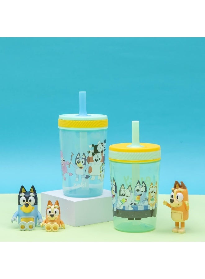 زاك ديزاينز Bluey Kelso Toddler Cups For Travel or At Home, 15oz 2-Pack Durable Plastic Sippy Cups With Leak-Proof Design is Perfect For Kids (Bluey  Friends) - Image 2