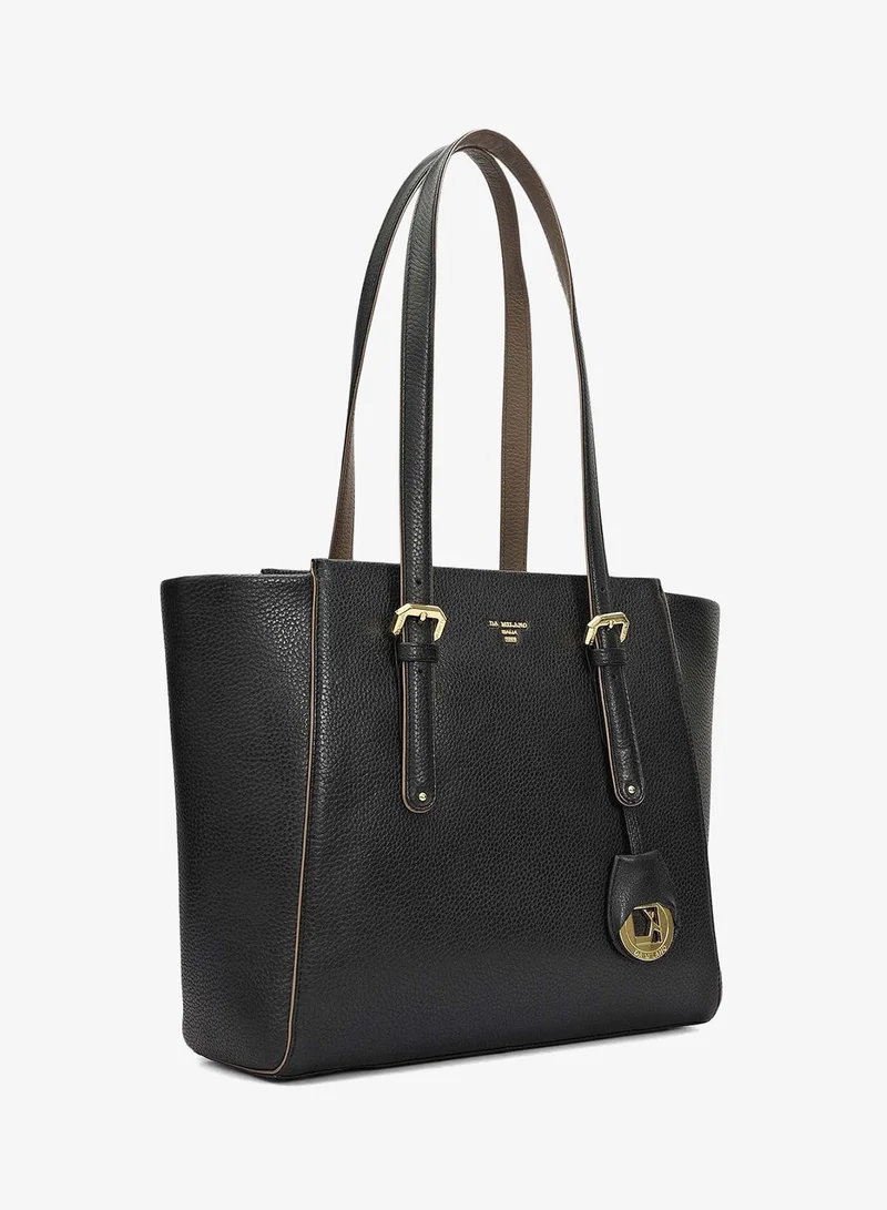 Da Milano Medium Wax Leather Tote - Black