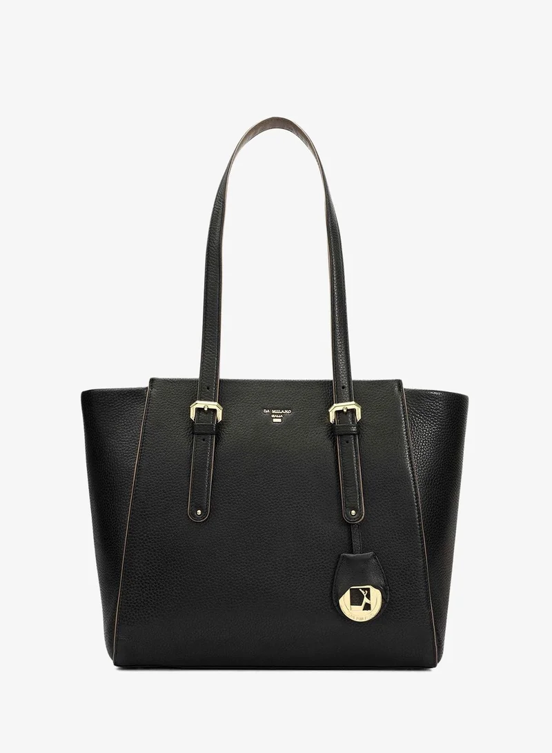 Da Milano Medium Wax Leather Tote - Black