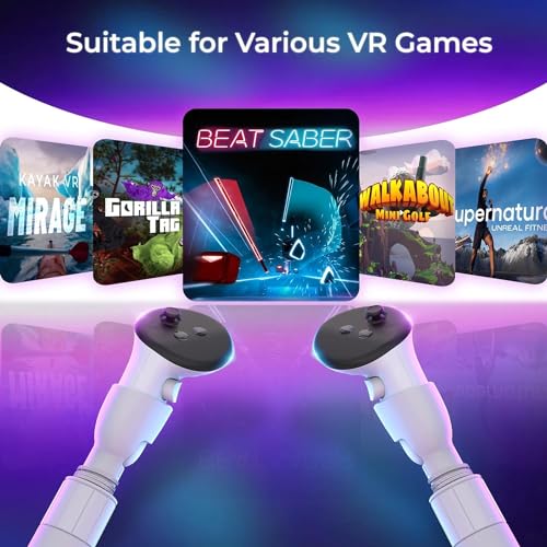 LIRAMARK VR Game Handle Accessories for Meta Quest 3 Controllers, Handles Extension Grips for Playing Beat Saber Gorilla Tag Long Arms, Hockey, Golf VR Handle Attachments for Oculus Quest 3 VR - Image 2