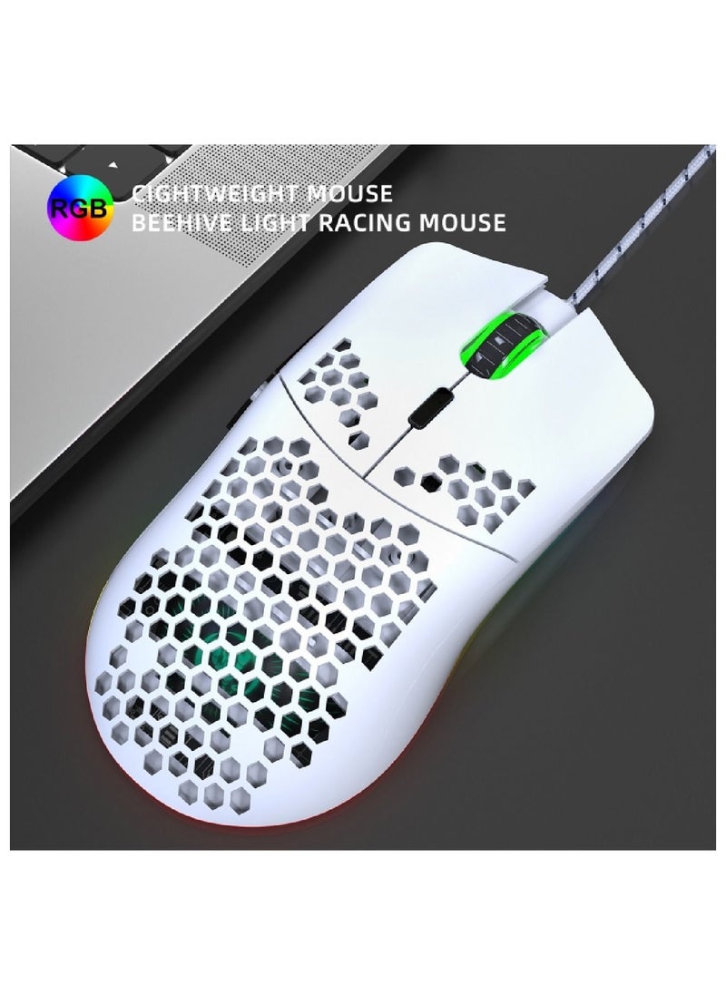 HXSJ - J900 Rgb Wired Gaming Mouse Suitable For Windows Pc Game Consoles White - Image 1