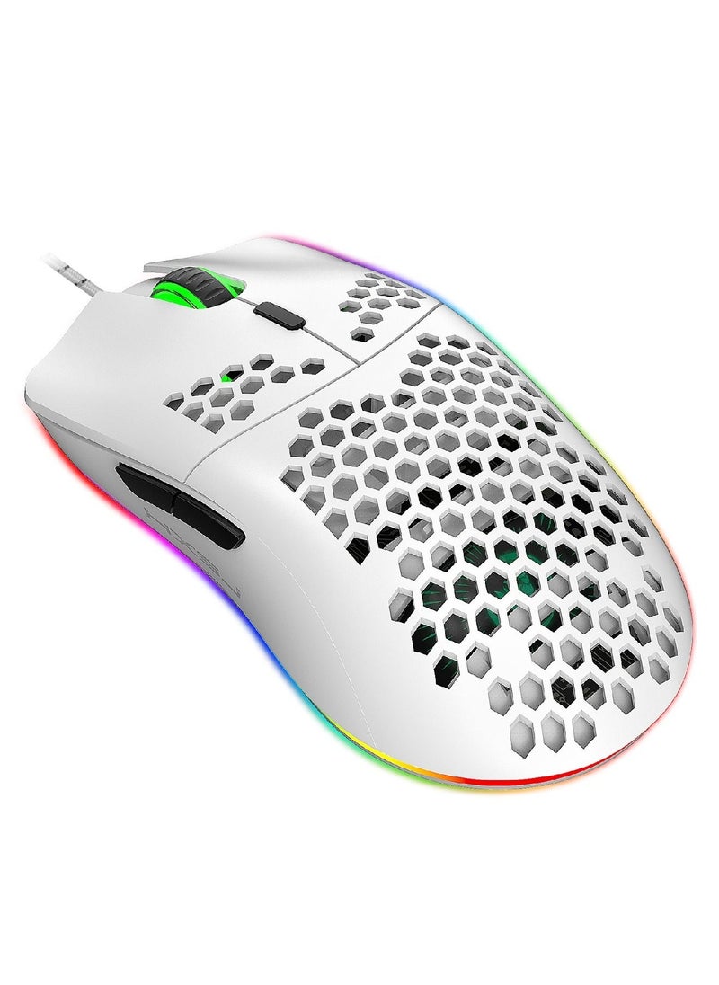 HXSJ - J900 Rgb Wired Gaming Mouse Suitable For Windows Pc Game Consoles White - Image 1