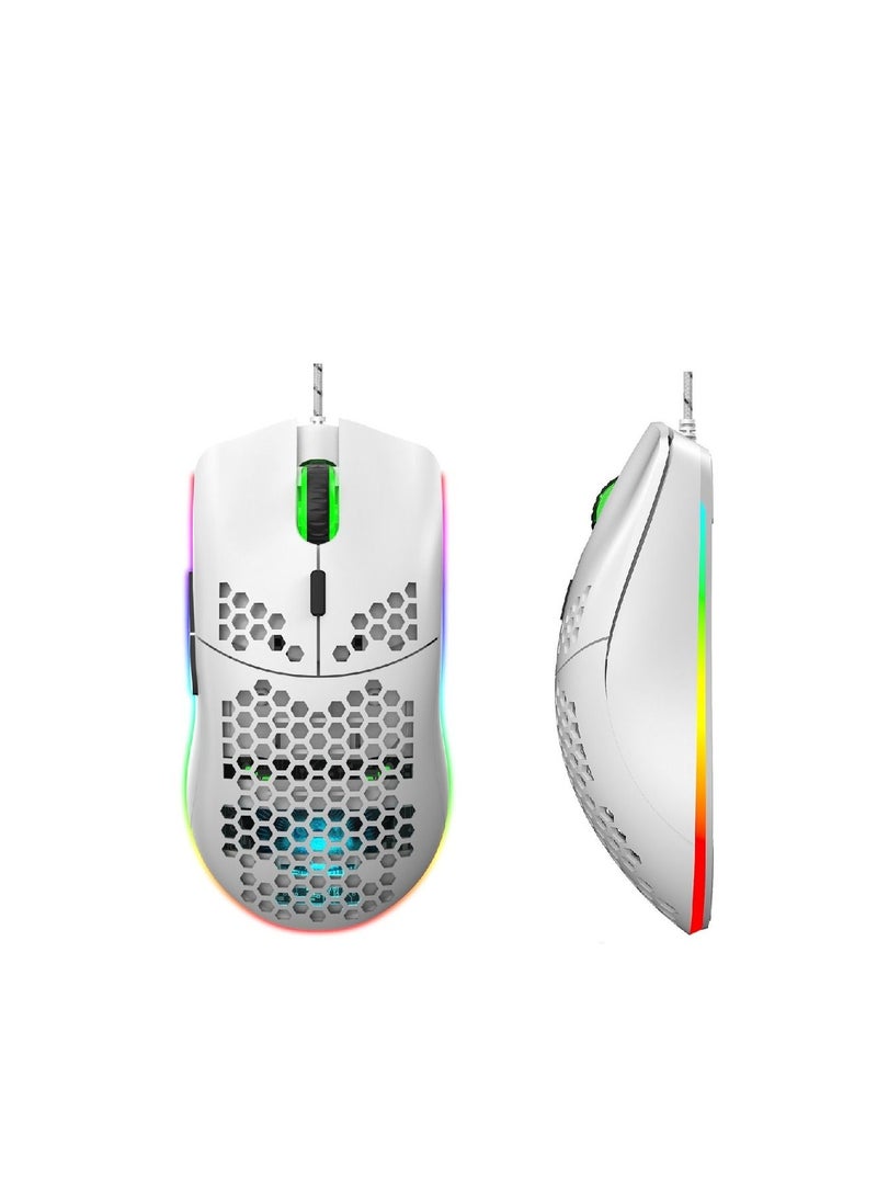 HXSJ - J900 Rgb Wired Gaming Mouse Suitable For Windows Pc Game Consoles White - Image 1