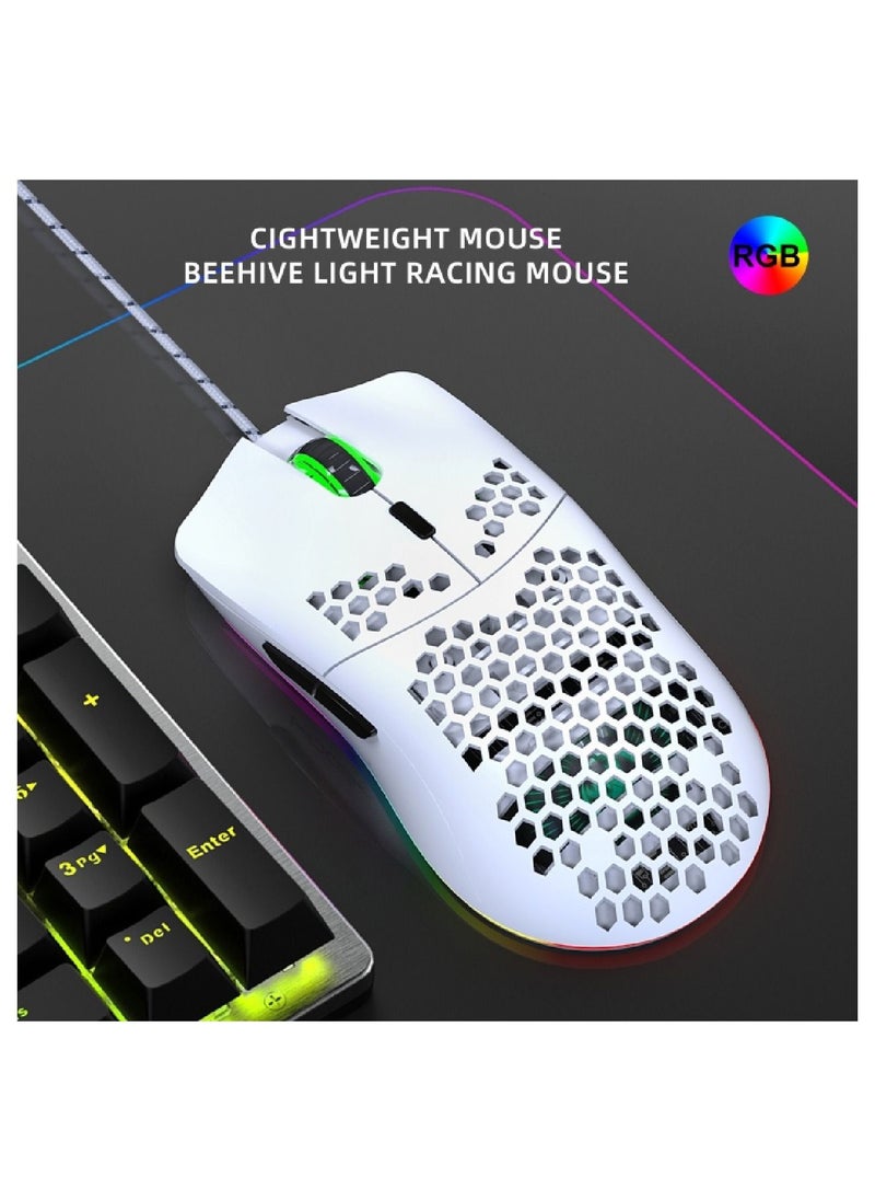 HXSJ - J900 Rgb Wired Gaming Mouse Suitable For Windows Pc Game Consoles White - Image 1
