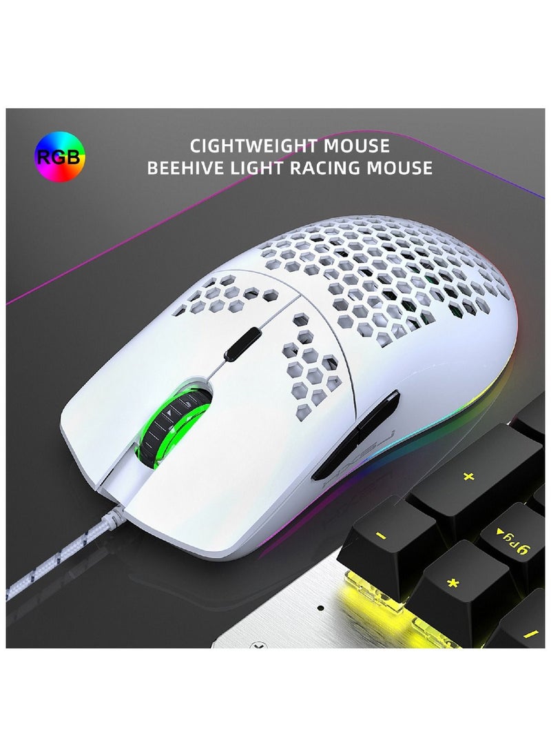 HXSJ - J900 Rgb Wired Gaming Mouse Suitable For Windows Pc Game Consoles White - Image 1