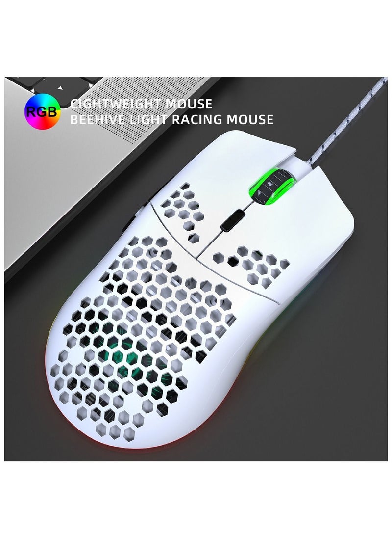 HXSJ - J900 Rgb Wired Gaming Mouse Suitable For Windows Pc Game Consoles White - Image 1
