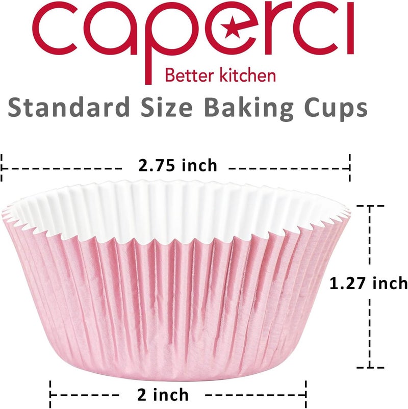 Caperci Pink Foil Cupcake Muffin Liners Standard Size Baking Cups 150-Pack - Premium Greaseproof & Sturdy - Image 2