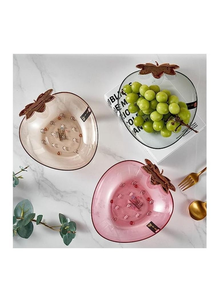 Spaceshoop Snack Tray Creative Shape Food Grade Large Capacity Stackable Transparent Save Space Plastic Dry Fruit Sundries Organizer Tray Decoration Home Supplies Strawberry Brown  - Image 4
