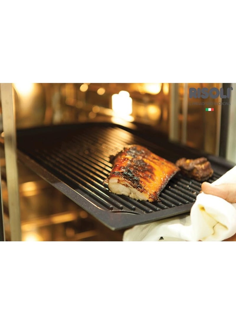 برايت ستون Risoli Gastronorm 1/1 Griddle Pan, 53x32.5 cm – Food-Grade Die-Cast Aluminum Non-Stick Griddle, for Gas, Electric, Ceramic, and Oven Use  - Image 1