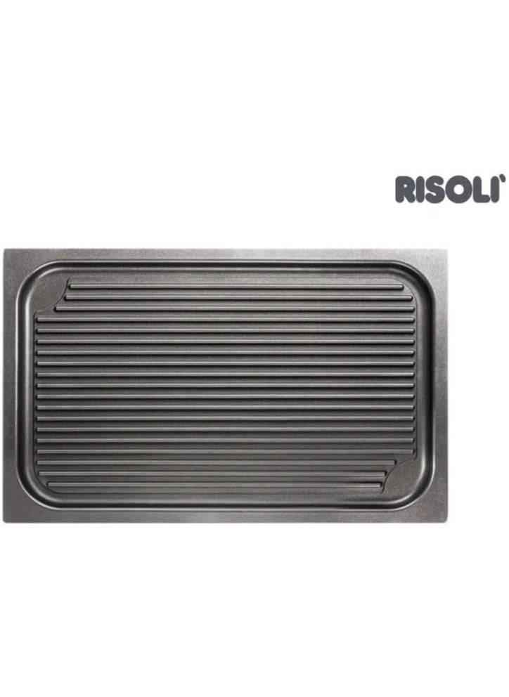 برايت ستون Risoli Gastronorm 1/1 Griddle Pan, 53x32.5 cm – Food-Grade Die-Cast Aluminum Non-Stick Griddle, for Gas, Electric, Ceramic, and Oven Use  - Image 2