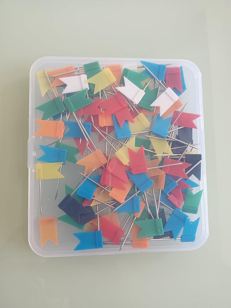 NEWLAN 100PCS Map Flag Push Pins, Newlan Colorful Map Tacks Push Pins, Flag Tacks with Steel Points - 7 Colors - Image 2