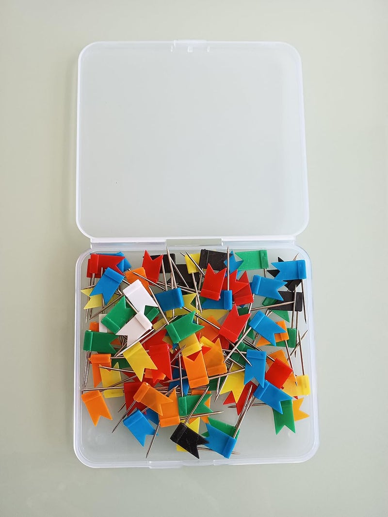 NEWLAN 100PCS Map Flag Push Pins, Newlan Colorful Map Tacks Push Pins, Flag Tacks with Steel Points - 7 Colors - Image 4
