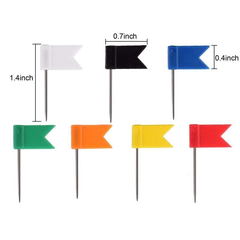 NEWLAN 100PCS Map Flag Push Pins, Newlan Colorful Map Tacks Push Pins, Flag Tacks with Steel Points - 7 Colors - Image 5