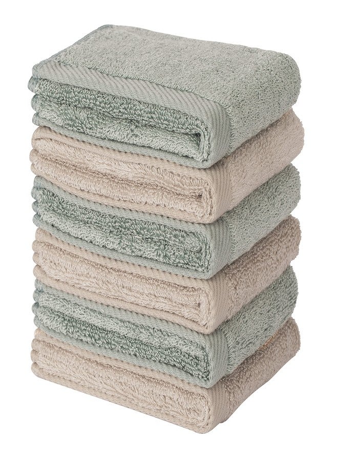 Mother Earth Mother-Earth 6-Pack Bath Washcloths 12"x12" - Soft and Absorbent Face Towels, Quick-Drying Wash Cloths for Sensitive Skin, Premium Quality for Daily Use (Olive-brow) - Image 1