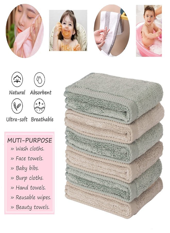 Mother Earth Mother-Earth 6-Pack Bath Washcloths 12"x12" - Soft and Absorbent Face Towels, Quick-Drying Wash Cloths for Sensitive Skin, Premium Quality for Daily Use (Olive-brow) - Image 3