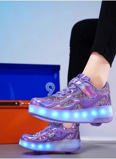 ETG Unisex Kids Roller Skates Shoes USB Charging, Girls Boys LED Roller Skate Shoes with Double Wheels Retractable Technical Skateboarding  - Image 3