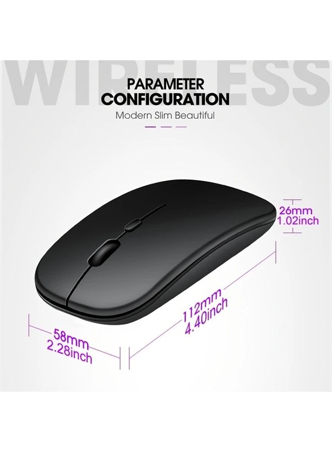 Silvery Wireless Mouse Dual Mode Bluetooth 5 2 And 2 4G USB Ergonomic For Macbook iPad Laptop PC Desktop - Image 2