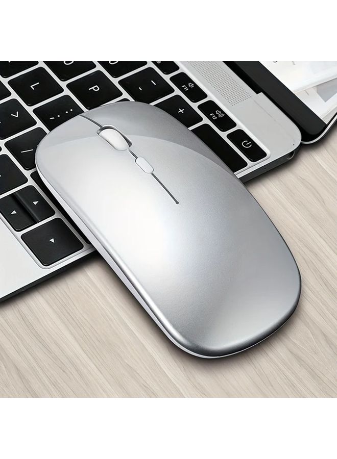 Silvery Wireless Mouse Dual Mode Bluetooth 5 2 And 2 4G USB Ergonomic For Macbook iPad Laptop PC Desktop - Image 3