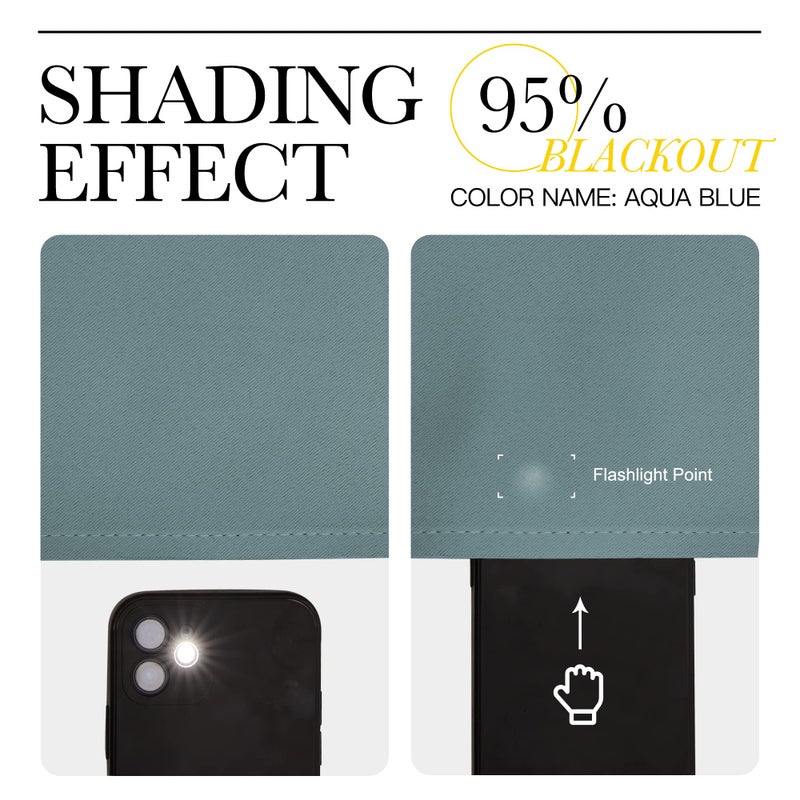 NICETOWN Modern Blackout Curtains Noise Reducing, Thermal Insulated and Privacy Room Darkening Drape Panels for Boy's Guest Room Door Small Short Window (Greyish Blue, 2 Panels, W34 x L54 -Inch) - Image 5