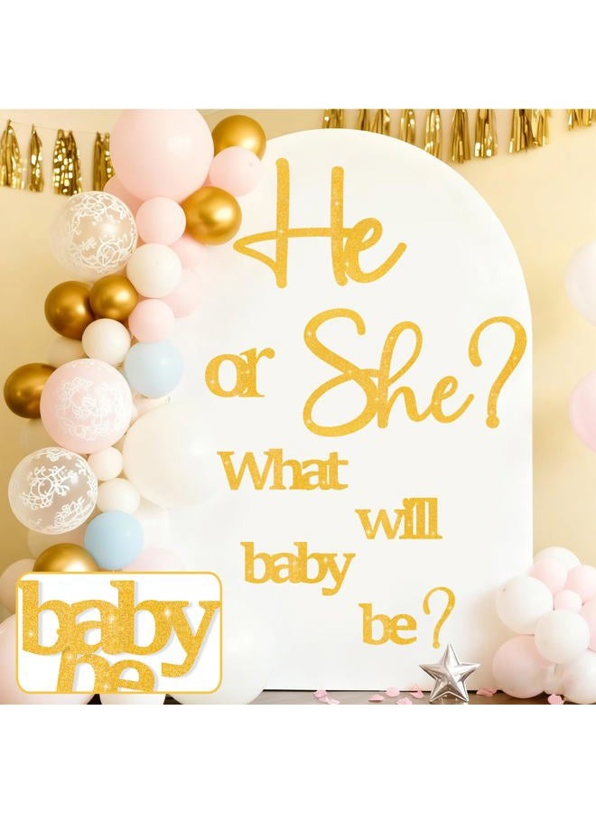 kokolap Large Gender Reveal Decorations Decals for Backdrop Glitter Paper He or She What Will Baby Be Balloon Arch Decor Baby Shower Party Supplies Girl or Boy Letters Stickers for Pregnancy Banner - Image 1