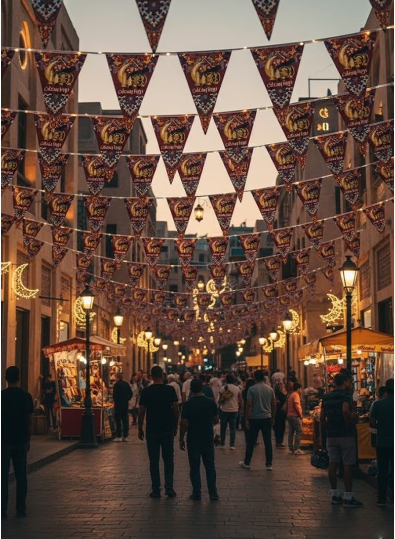 سي او أرماء زينة رمضان اعلام قماش بشعار رمضان كريم 12 قطعه ب400 سم - Image 1