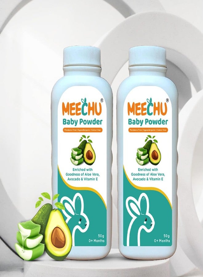 Meechu Baby Powder 50g Pack of 2 | Aloe Vera & Avocado Baby Talcum Powder | Gentle Moisture Protection for Soft & Fresh Baby Skin | Paraben Free & Hypoallergenic - Image 1