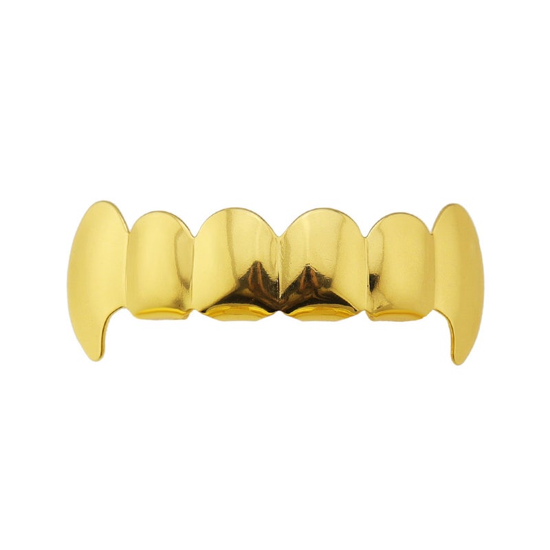Hiphop Hip Hop Gold Braces Teeth Grillz Real Gold Plating Decorative Props Smooth Teeth Accessories - Image 1