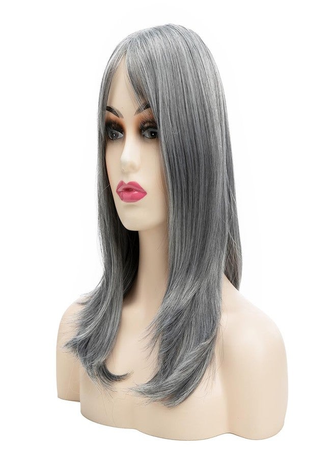Beweig Grey Wig for Women Long Gray Layered Wig with Bangs Synthetic Replacement Hair for Women - Image 2