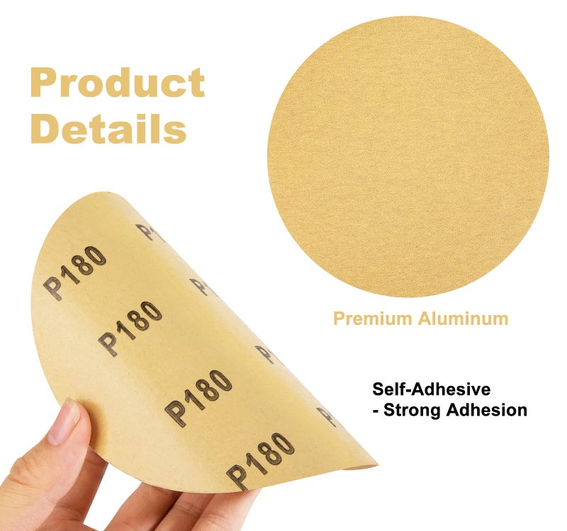 MIDO PROFESSIONAL ABRASIVE Premium 6 Inch PSA Sanding Discs 100 PCS Aluminum Oxide Sandpaper with Sticky Back 180 Grit Self Adhesive Sandpaper Roll for Orbital Sander - Image 5