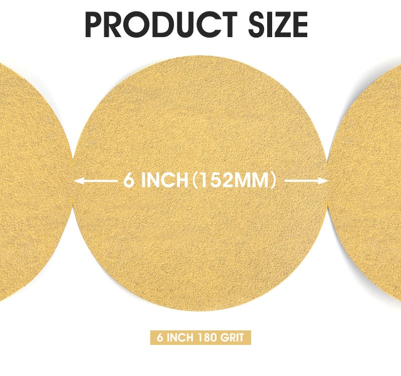 MIDO PROFESSIONAL ABRASIVE Premium 6 Inch PSA Sanding Discs 100 PCS Aluminum Oxide Sandpaper with Sticky Back 180 Grit Self Adhesive Sandpaper Roll for Orbital Sander - Image 3