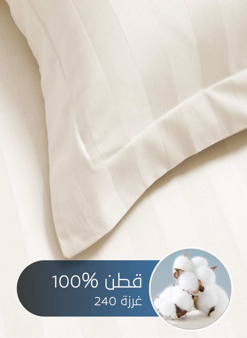 Master Home Textile Cotton Hotel Duvet Cover Sets, Fits 160 cm x 200 cm Size Bed, 4 Pcs Queen Size, Hotel Stripe Pattern - Image 4