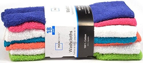 MAINSTAYS 18 Pack Assorted Cotton Terry Thin Washcloths Rags (NPWGO) - Image 1