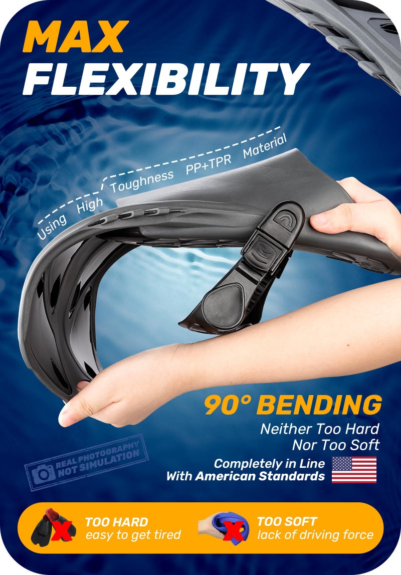 CAPAS Snorkel Fins, Swim Fins Travel Size Short Adjustable for Snorkeling Diving Adult Men Women Kids Open Heel Swimming Flippers - Image 3