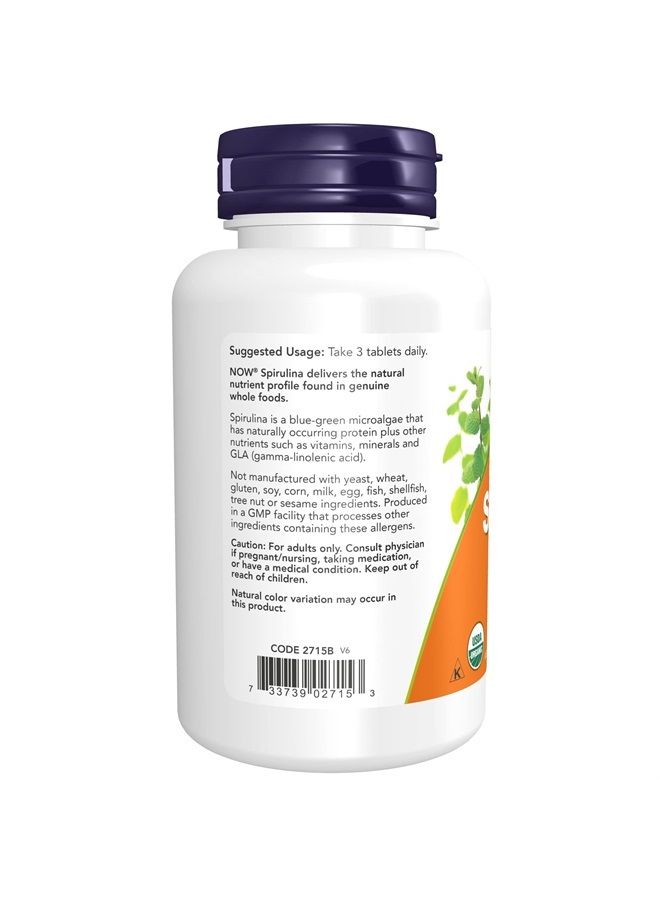 now Supplements, Certified Organic, Spirulina 1000 mg (Double Strength), Rich in Beta-Carotene (Vitamin A) and B-12 with naturally occurring GLA , 120 Tablets - Image 3
