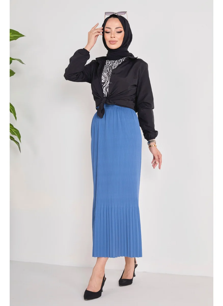 Tofisa 23027-INDIGO Pleated Skirt