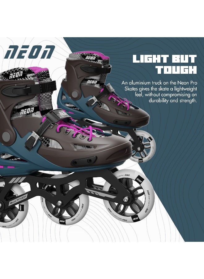Neon Pro Inline Skates for Kids & Teens – Adjustable Size US 4-7, PU 3x110mm Wheels, Lightweight Aluminum Truck, Heel Brake, AllDay Comfort Inner Liner – Safe, Stylish & Durable – Bronze Pink | NI01P4 - Image 3