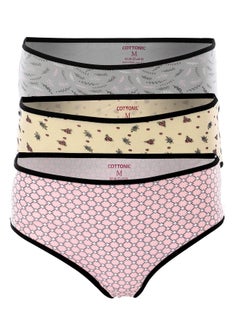 Cottonila Set Of 3 Soft Patterned Midi Panties - Multicolours