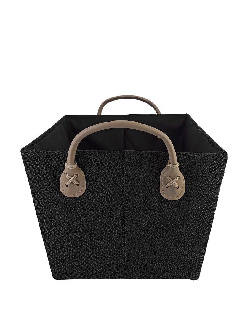 Multiperpose Storage Basket organizer coved with fabric - Black - Image 2