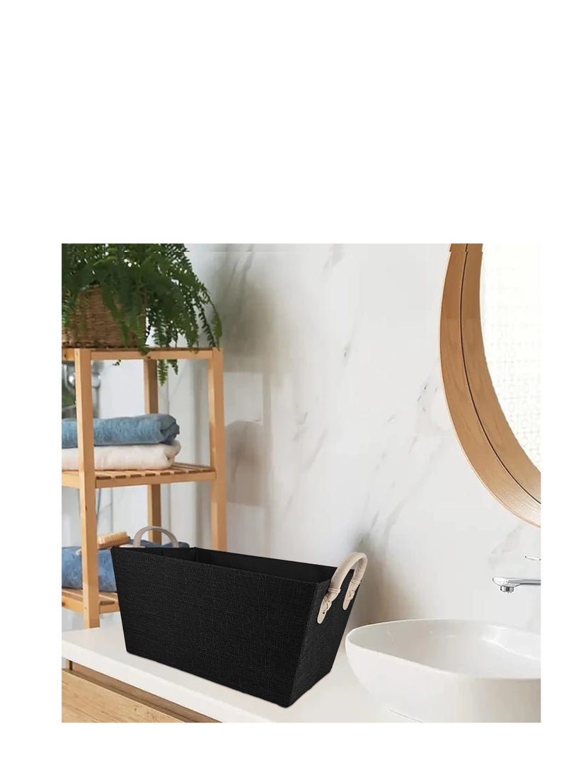 Multiperpose Storage Basket organizer coved with fabric - Black - Image 4