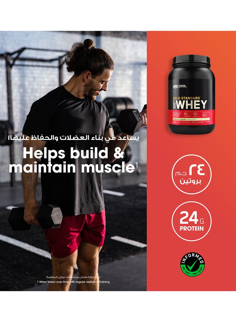 أوبتيموم نيوتريشن مسحوق بروتين مصل الحليب 100% من جولد ستاندرد، 2 رطل من آيس كريم الفانيليا - Image 5