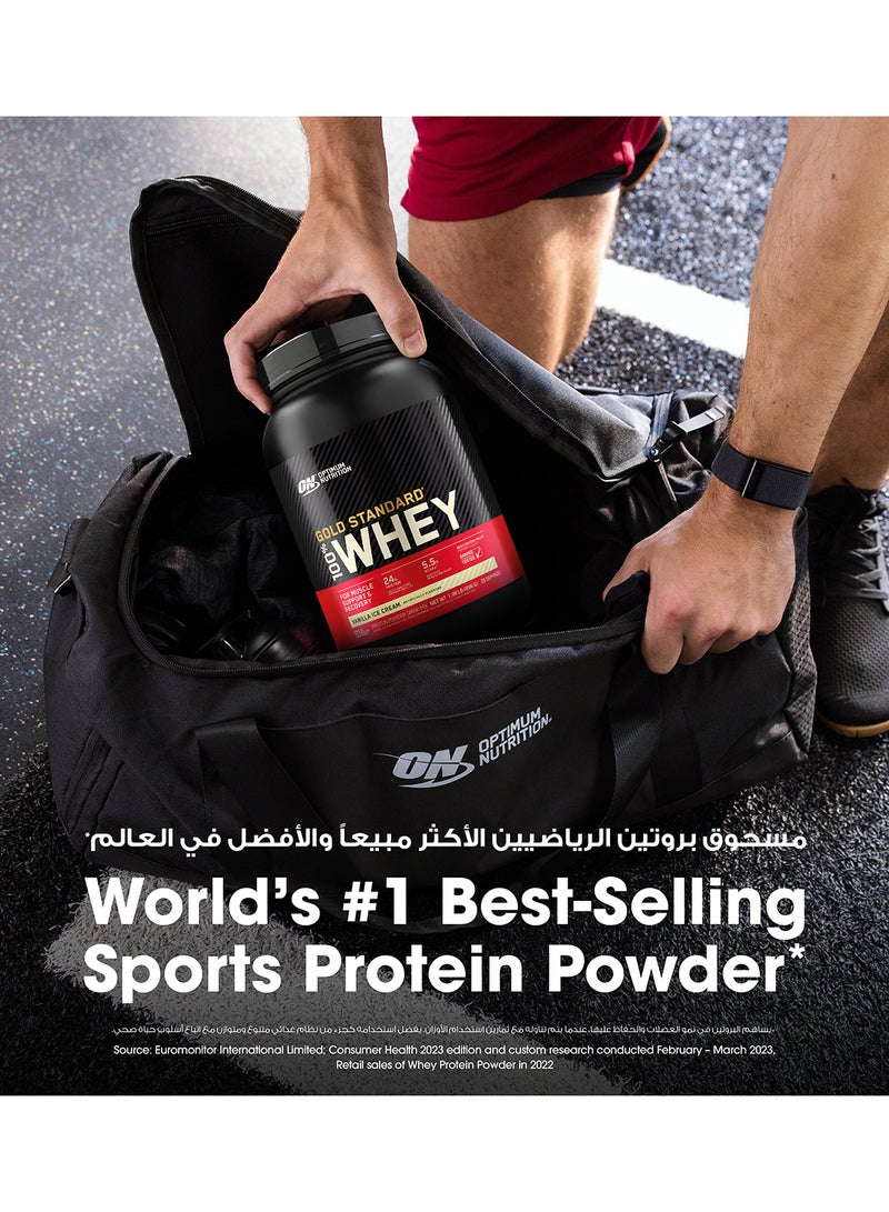 أوبتيموم نيوتريشن مسحوق بروتين مصل الحليب 100% من جولد ستاندرد، 2 رطل من آيس كريم الفانيليا - Image 4