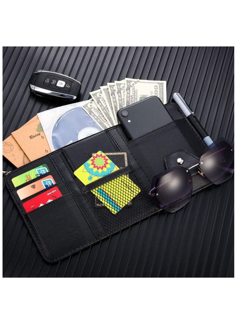 Generic Car Sun Visor Organizer with Multi-Pocket Zipper | Truck Car Sunglasses Holder & Storage Pockets for Cards, Documents | Glasses Holder for Car Interior | Universal Car Accessories for Men & Women  - Image 4