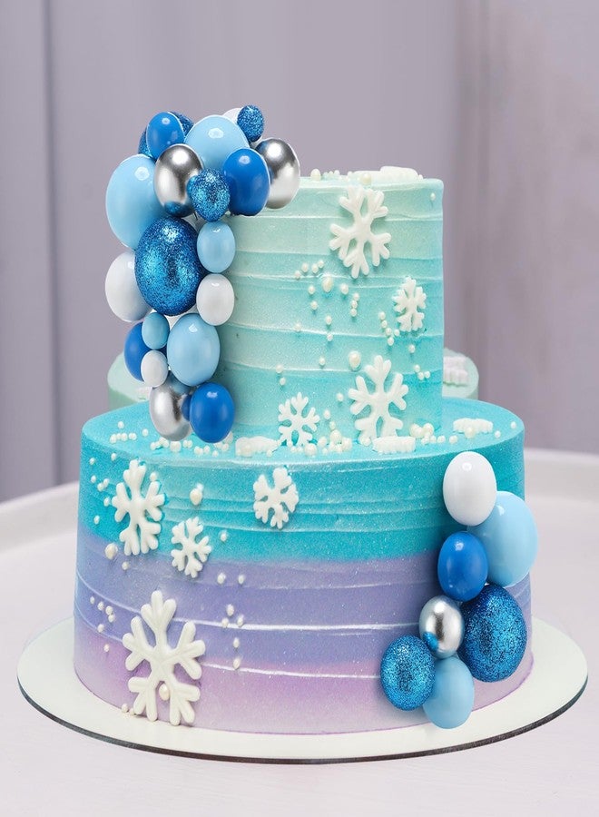 Tondiamo 108 Pcs Balls Cake Topper DIY Cupcake Insert Foam Balloons for Cake Baking Wedding Anniversary Birthday Decoration (Blue White Silver,Multi Sizes) - Image 4