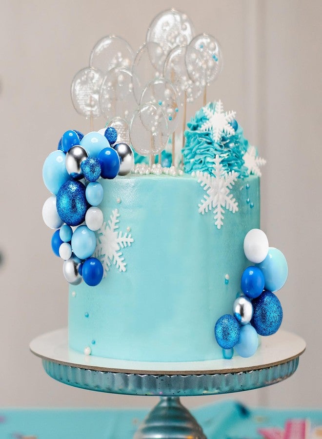 Tondiamo 108 Pcs Balls Cake Topper DIY Cupcake Insert Foam Balloons for Cake Baking Wedding Anniversary Birthday Decoration (Blue White Silver,Multi Sizes) - Image 5