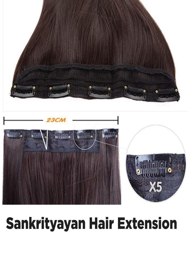 Sankrityayan Hair Extensions 18 Inch Long Curly Brown Thick 5 BB Clip With Hair Extension Double Weft Hairpieces For Women (8427) - Image 4