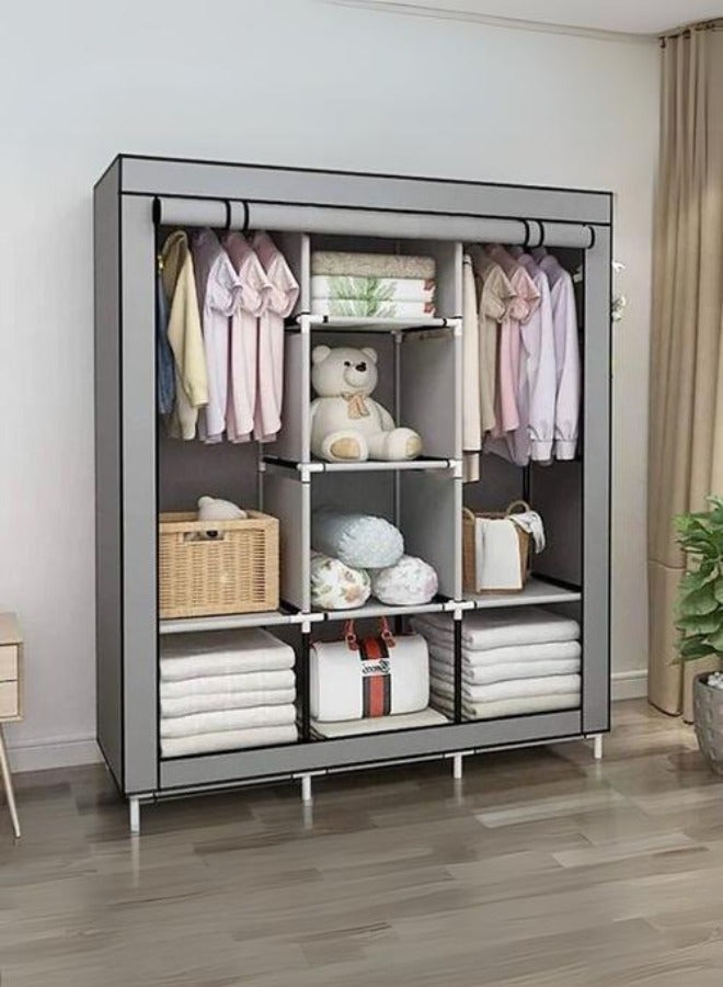 شي ون منظم خزانة ملابس محمولة من قماش الكانفس رصاصي - Image 2