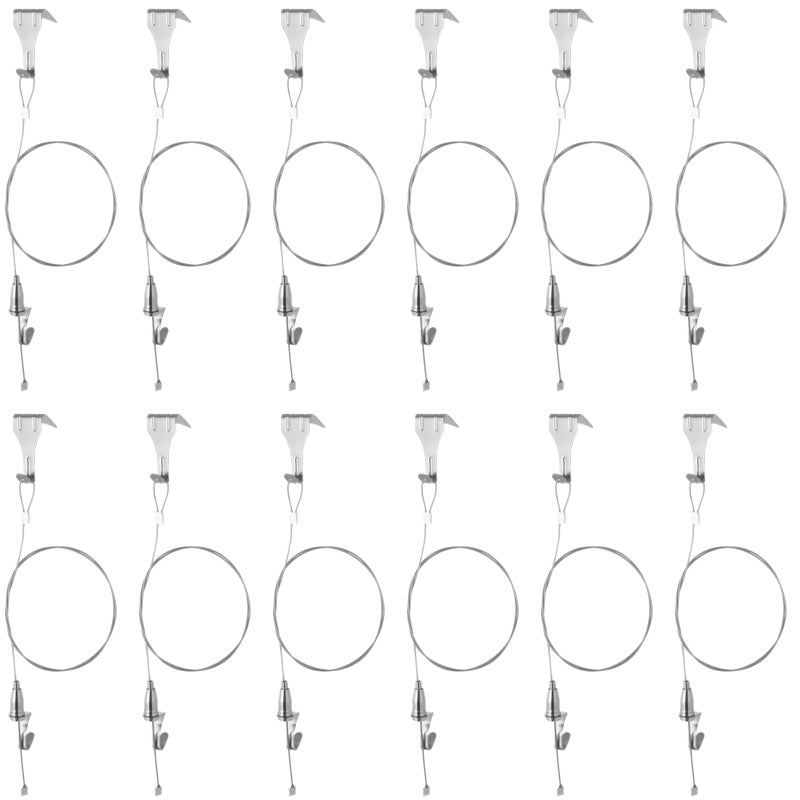 yeesport Picture Rail Hanging System with Hook 66 lb 30 kg Max Load Adjustable Wire Hooks Kit 66 ft 2 m Length Cable with Loop Picture Hanging Kit 12 Pack - Image 2